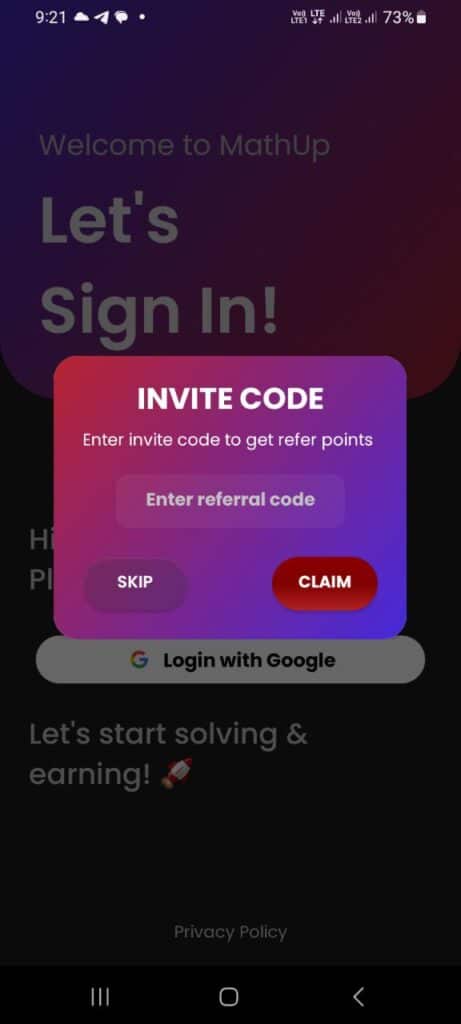Mathup Referral Code, exclusive code here! you get 2500 coins signup bonus.
