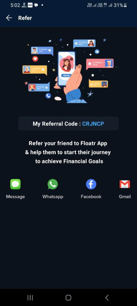 Floatr App Referral Code (CRJNCP) you'll get ₹80 signup bonus.