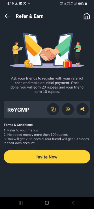 PayinCredit App Referral Code (R6YGMP) get ₹200 as a signup bonus.