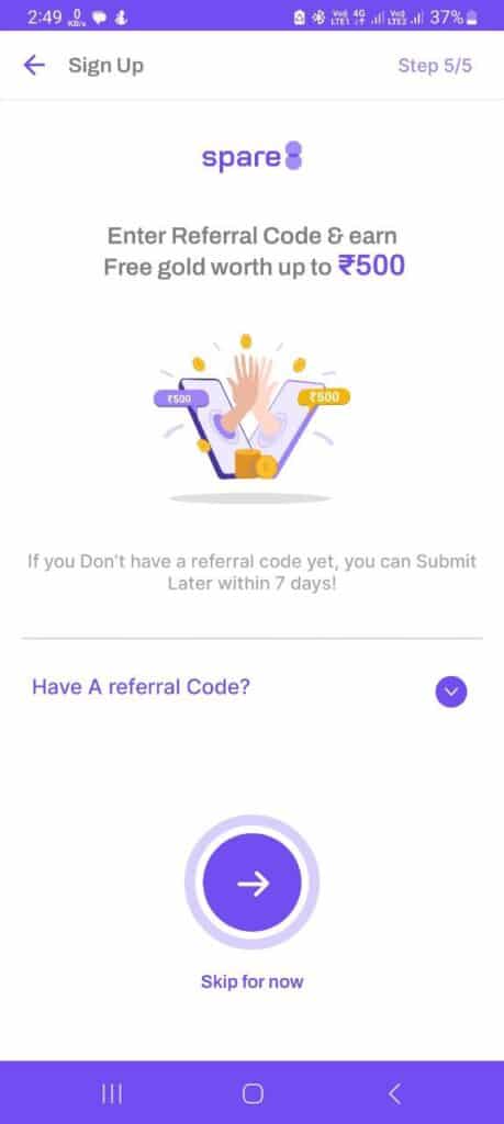 Spare8 Referral Code (3X9QYC) You Can Win Free Gold worth up to ₹1000