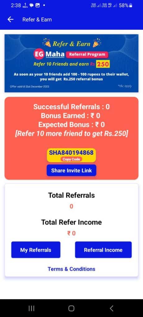 Eg Payment Referral Code (SHA840194868) get Rs.50 signup bonus