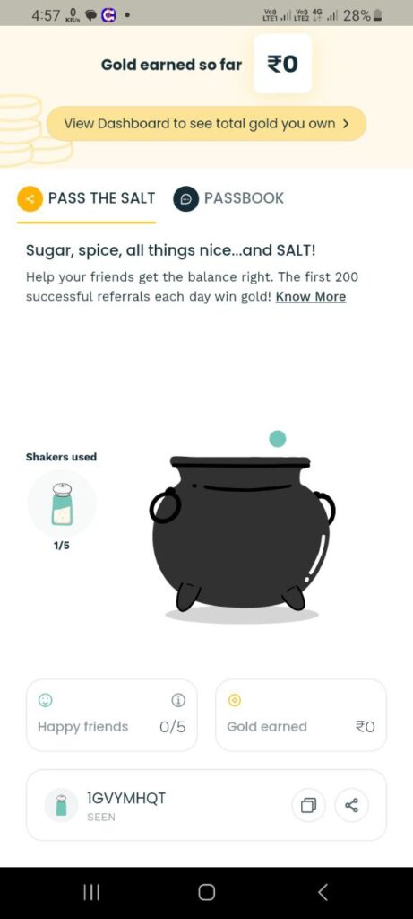 Salt App Referral Code (1GVYMHQT) get ₹200 signup bonus.