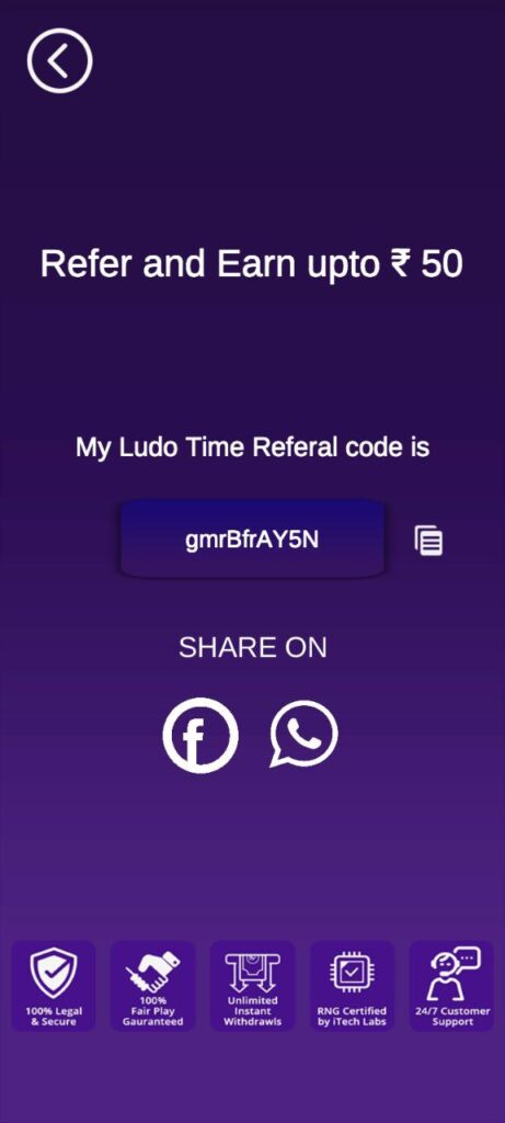 Ludo Time Referral Code (gmrBfrAY5N) get ₹50 as a signup bonus.