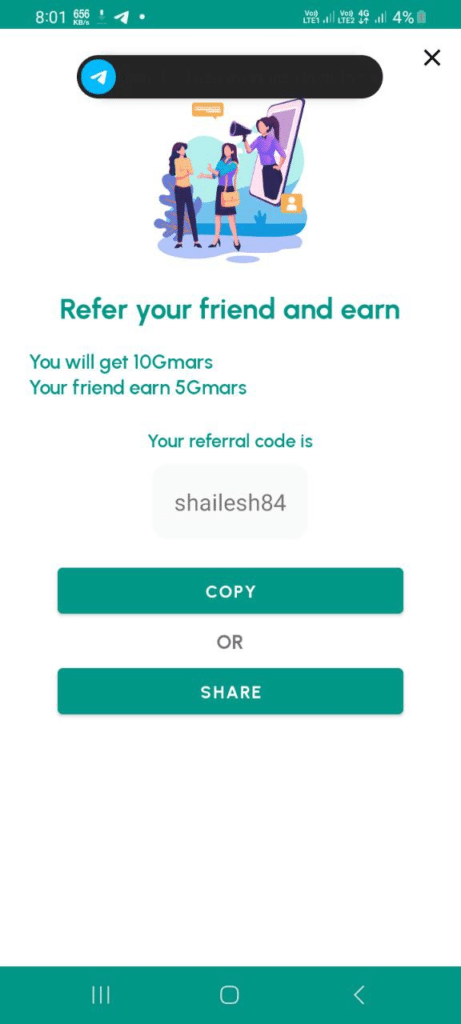 Goldmars App Invitation Code (shailesh84) Get ₹100 As a Signup Bonus.