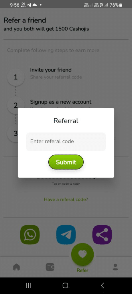 Cashoji App Referral Code (58BDBBBBFD) Get ₹150 As a Signup Bonus.