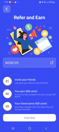 TaskWask App Referral Code (6039725) Get 500 Points As a Signup Bonus.