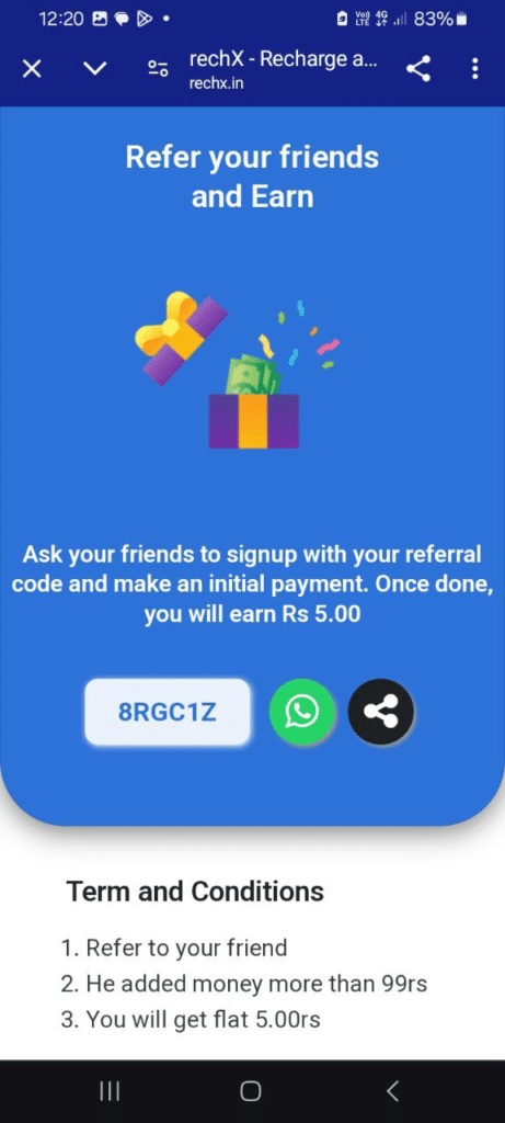 Rechx App Referral Code (8RGC1Z) Claim ₹50 Signup Bonus.