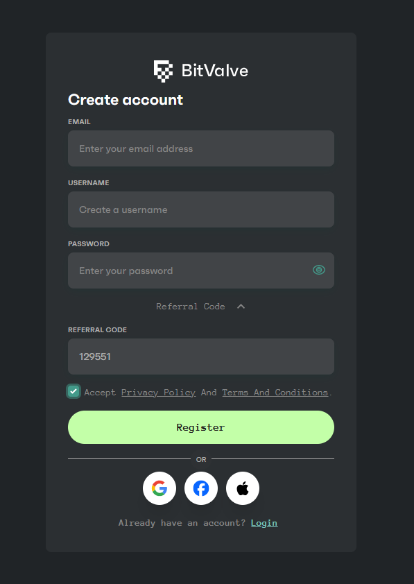 BitValve Referral Code (129551) Flat 20% Discount!