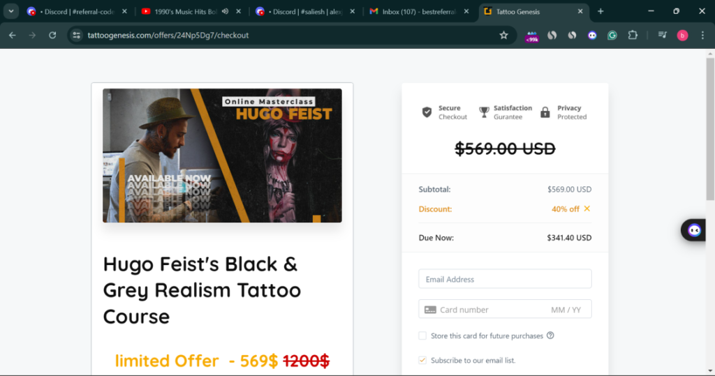 Tattoo Genesis Coupon Code (PINTU) Flat 40% Discount!