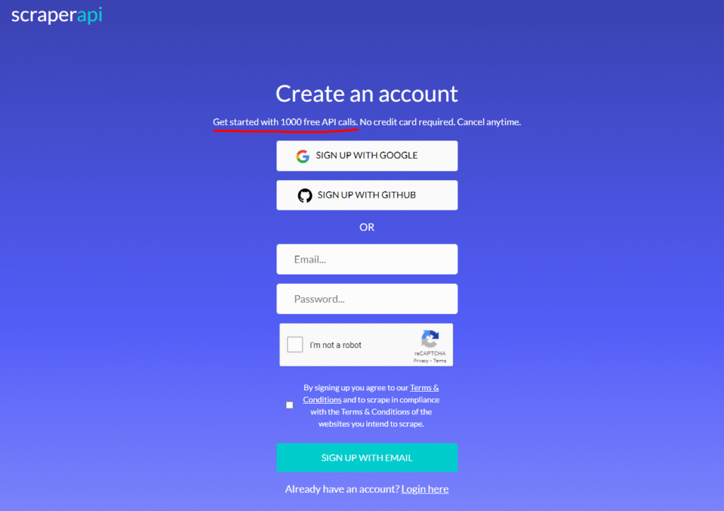 Visit the ScraperAPI Website: Go to ScraperAPI’s official website. 