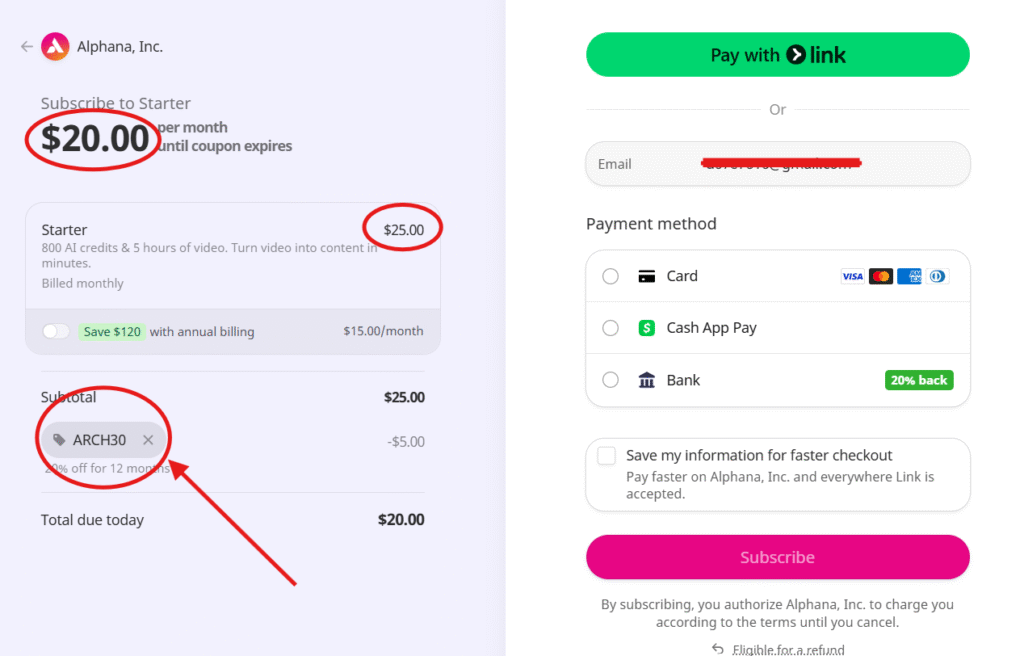 How to Redeem the Alphana AI Promo Code "ARCH30" for 75% Off