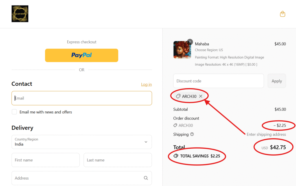 How to Use the Al Art Shop Discount Code “ARCH30”