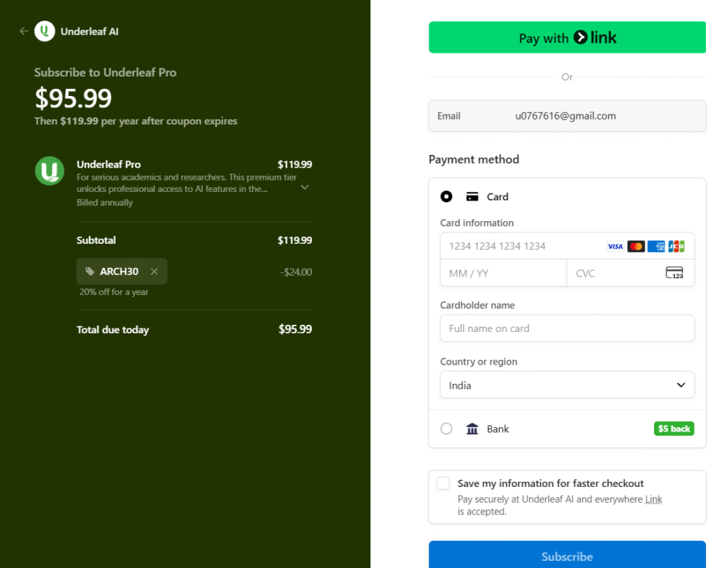 How to Use the Underleaf AI Promo Code “ARCH30”