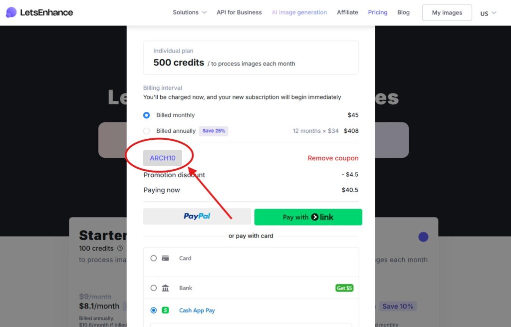 How to Use the Let's Enhance Promo Code “ARCH10”