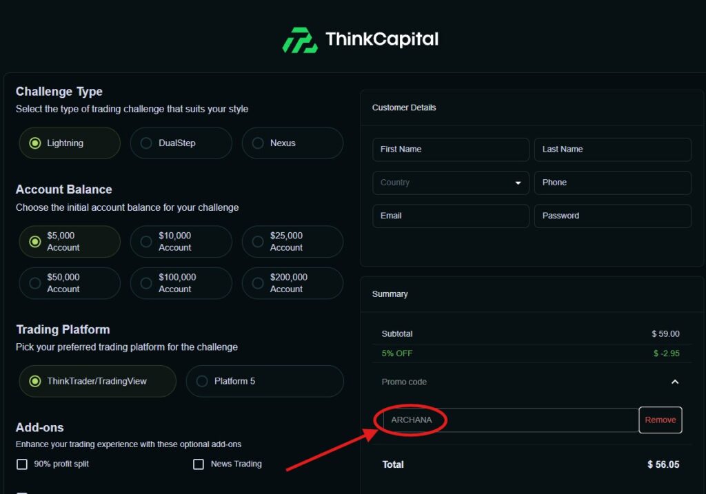 How to Use the Think Capital Promo Code (ARCHANA)